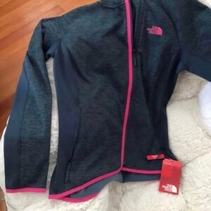 The north face jacket / The north face coat with neon PINK color trim / pockets